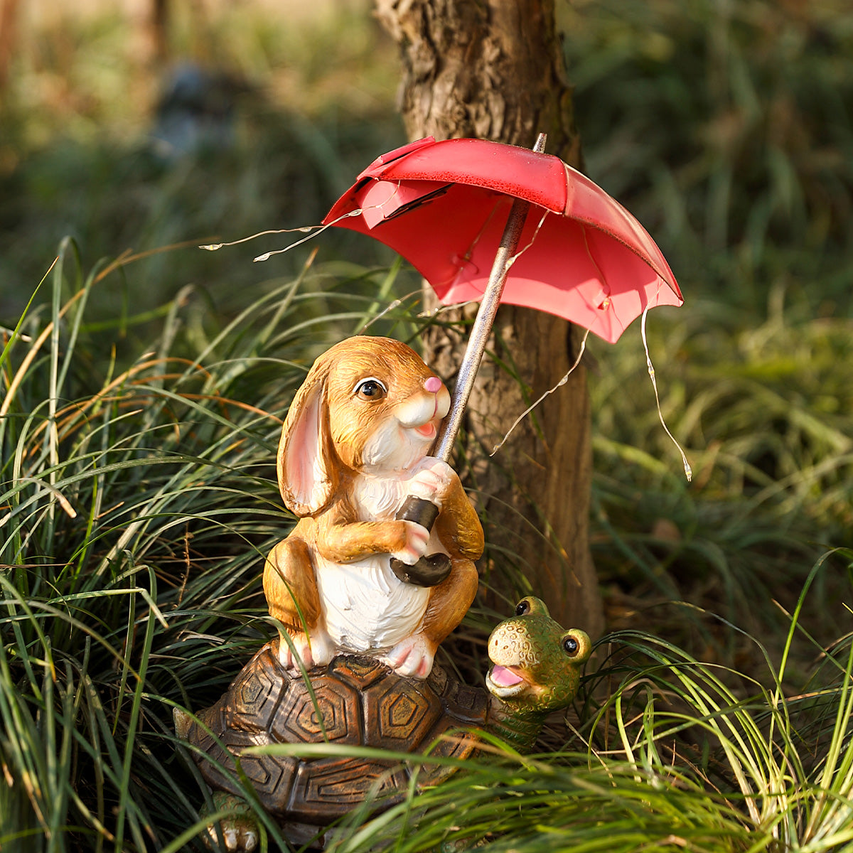 Gigalumi Solar Rabbit and Turtle Garden Statue Set (1 Pack)