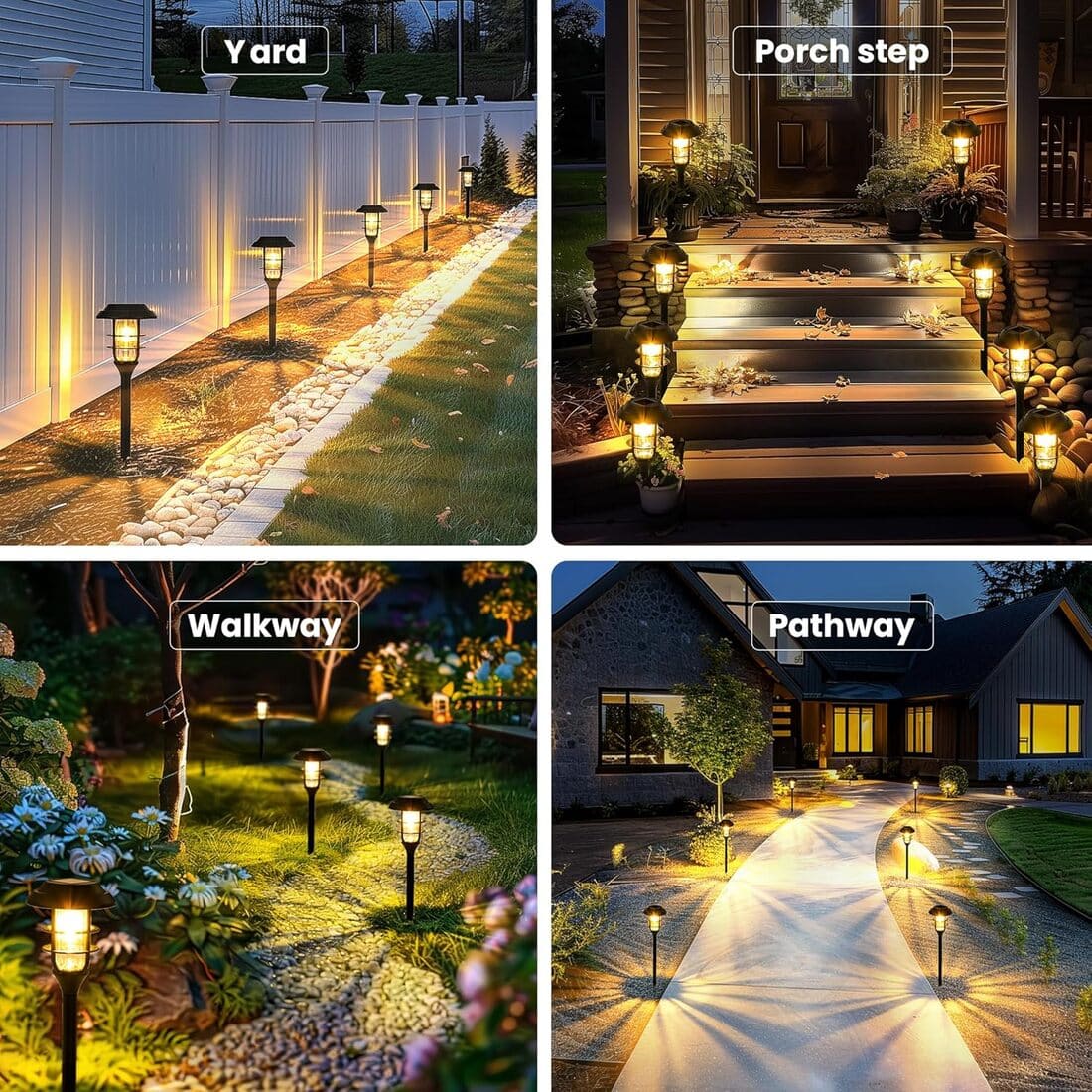 Solar Pathway Lights Outdoor with Tungsten Filament Bulbs