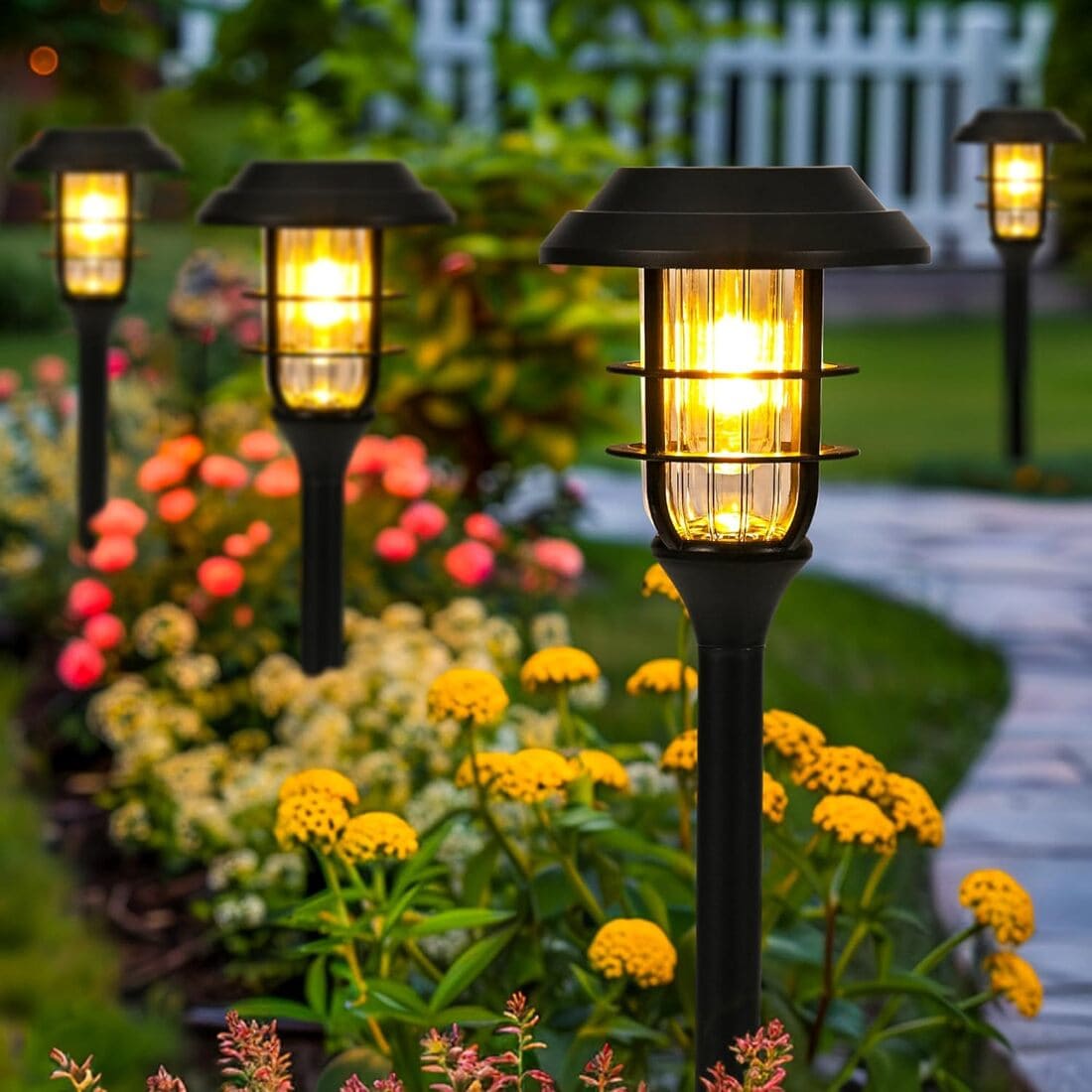 Solar Pathway Lights Outdoor with Tungsten Filament Bulbs