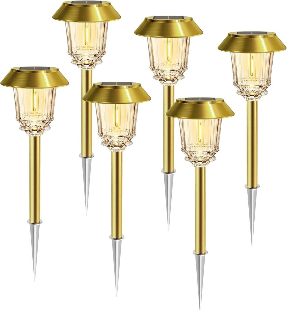 Solar Pathway Lights Outdoor with 10-40 LM Dimmable Glass and Metal