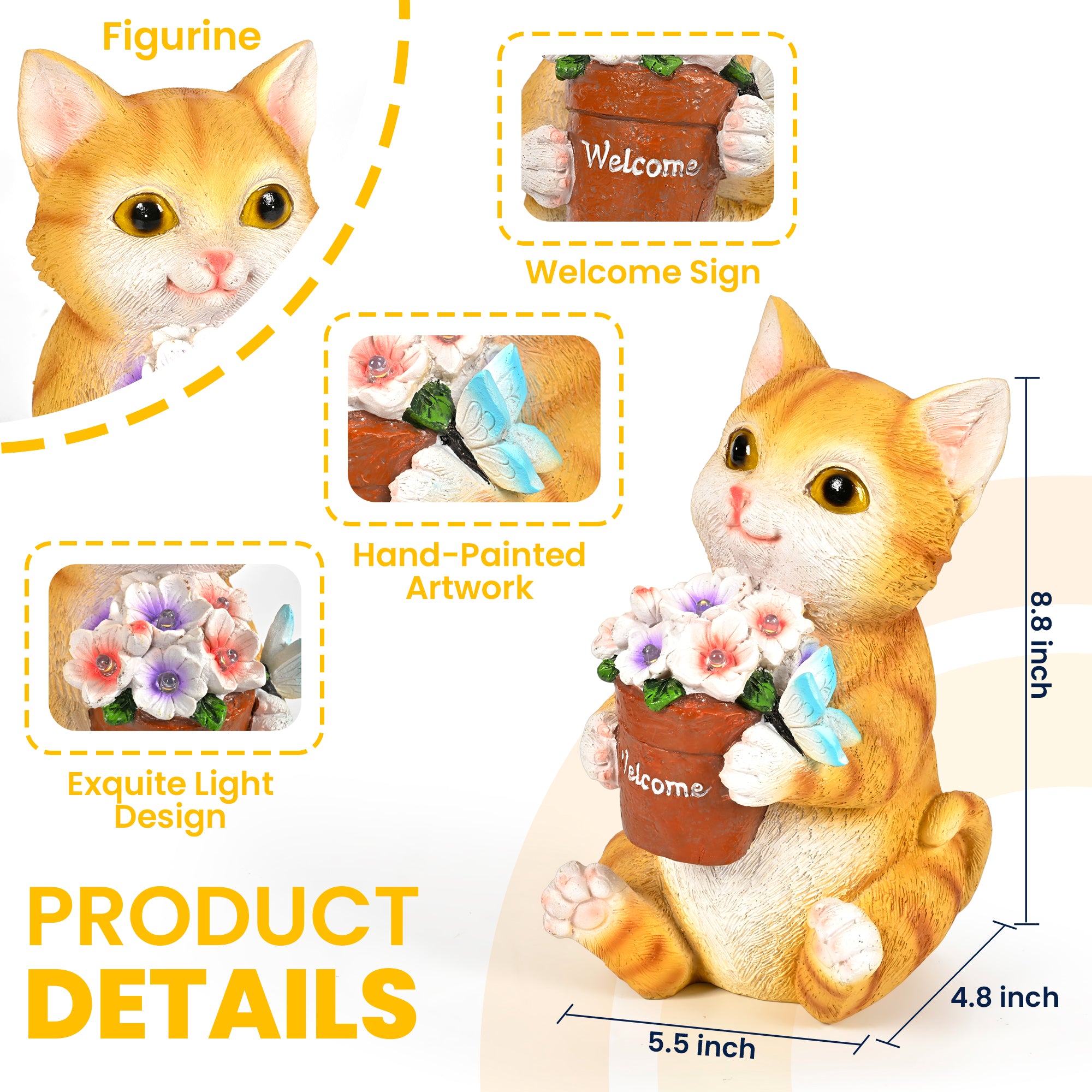 Gigalumi Solar Cat Garden Statue (1 Pack)