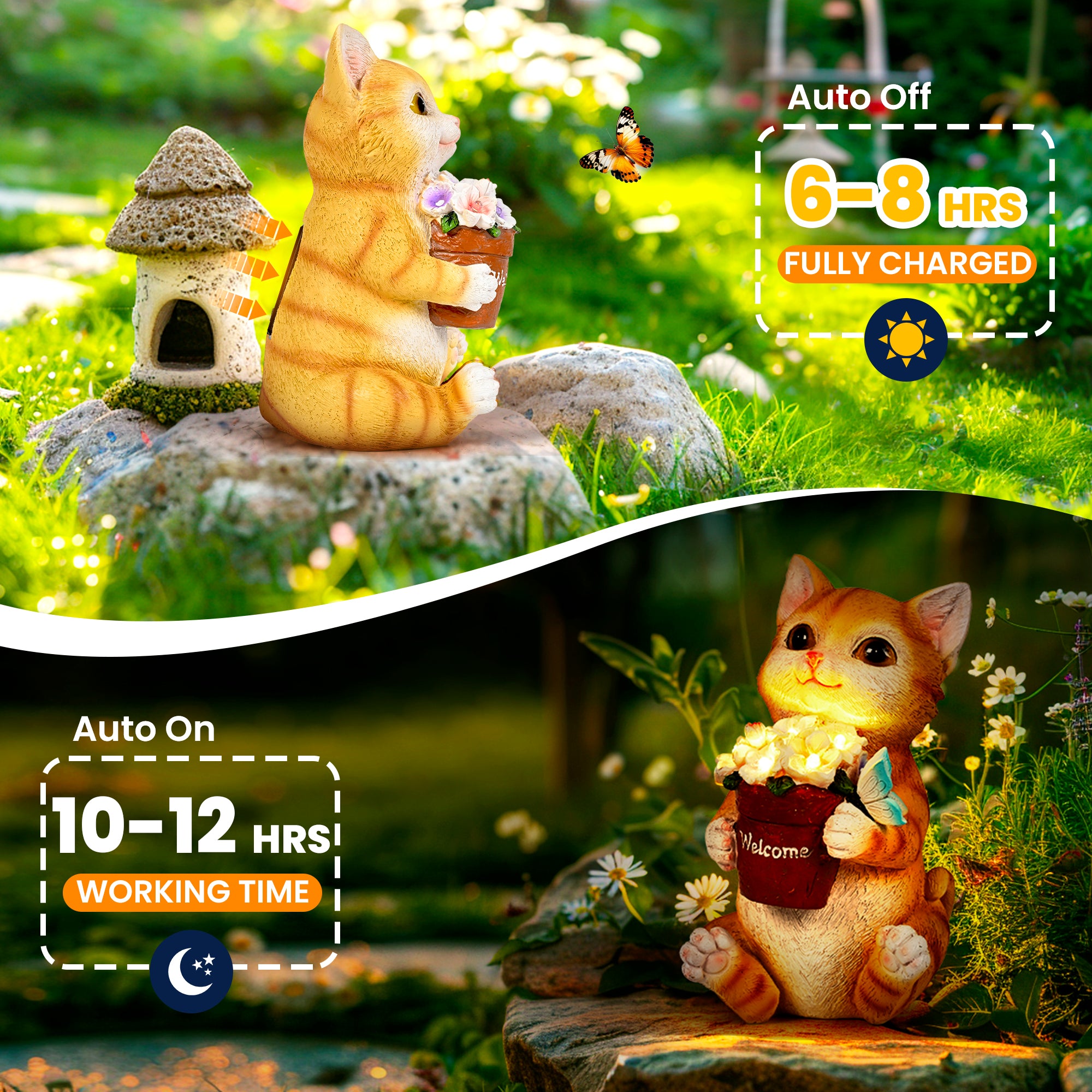 Gigalumi Solar Cat Garden Statue (1 Pack)