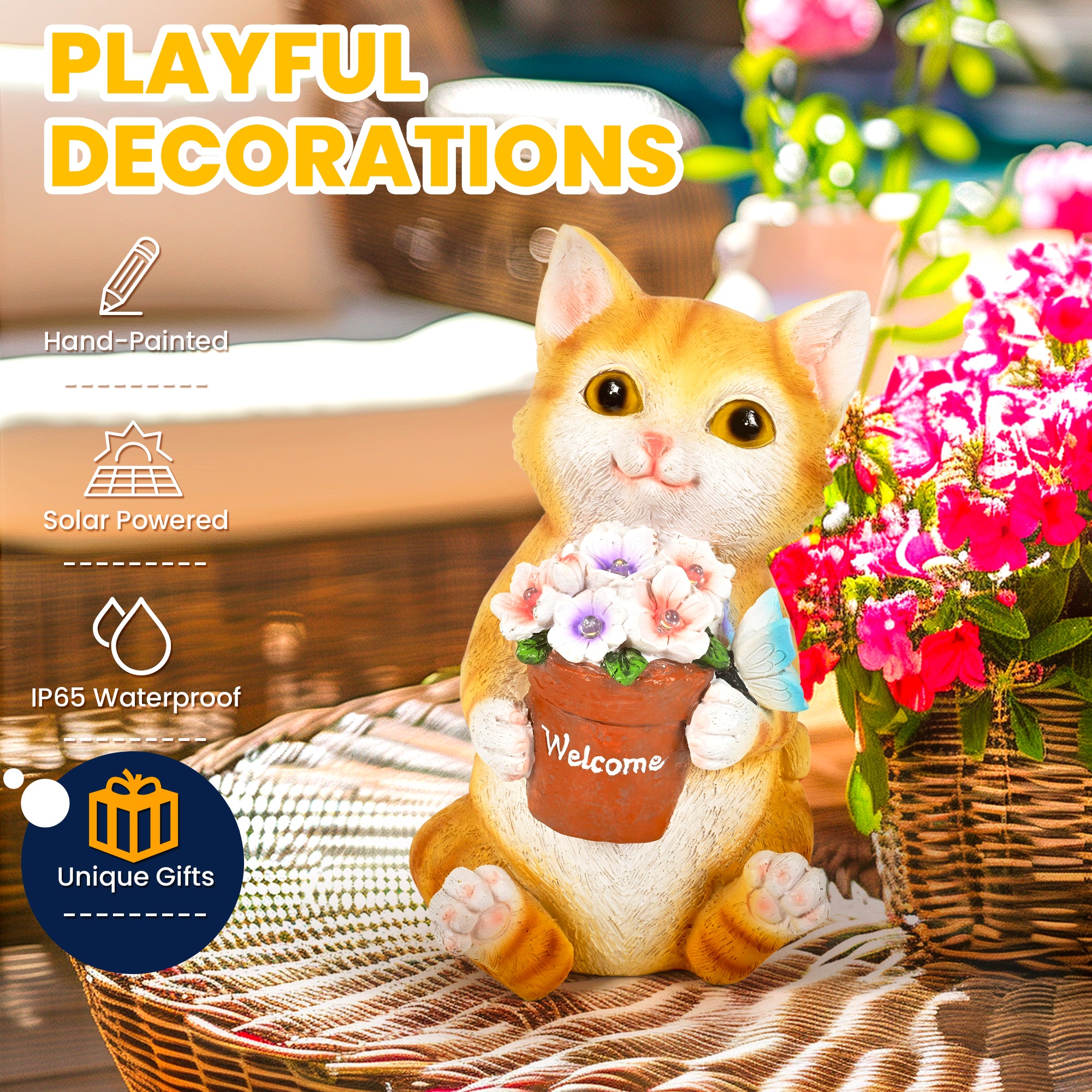 Gigalumi Solar Cat Garden Statue (1 Pack)