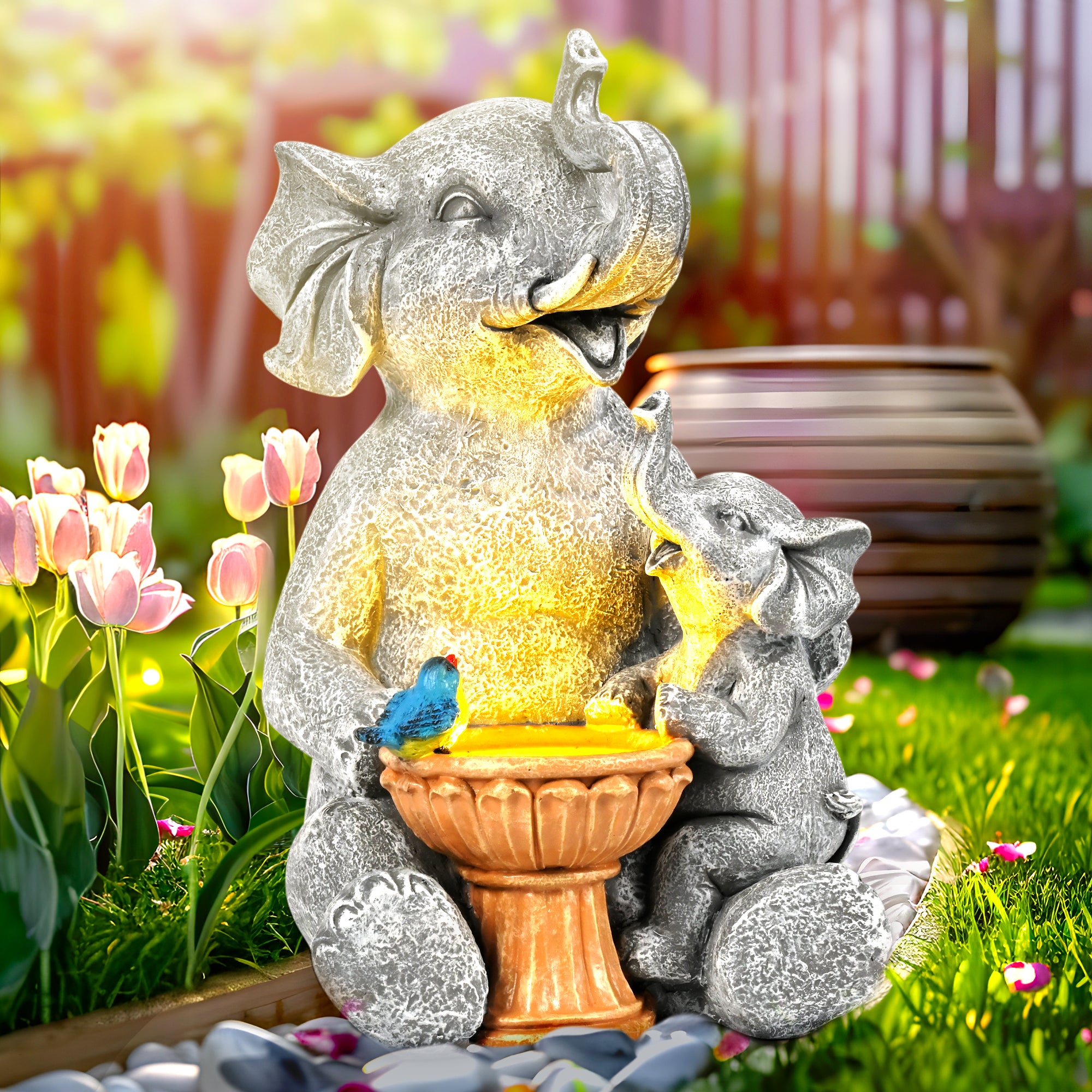 solar loving elephant yard ornaments