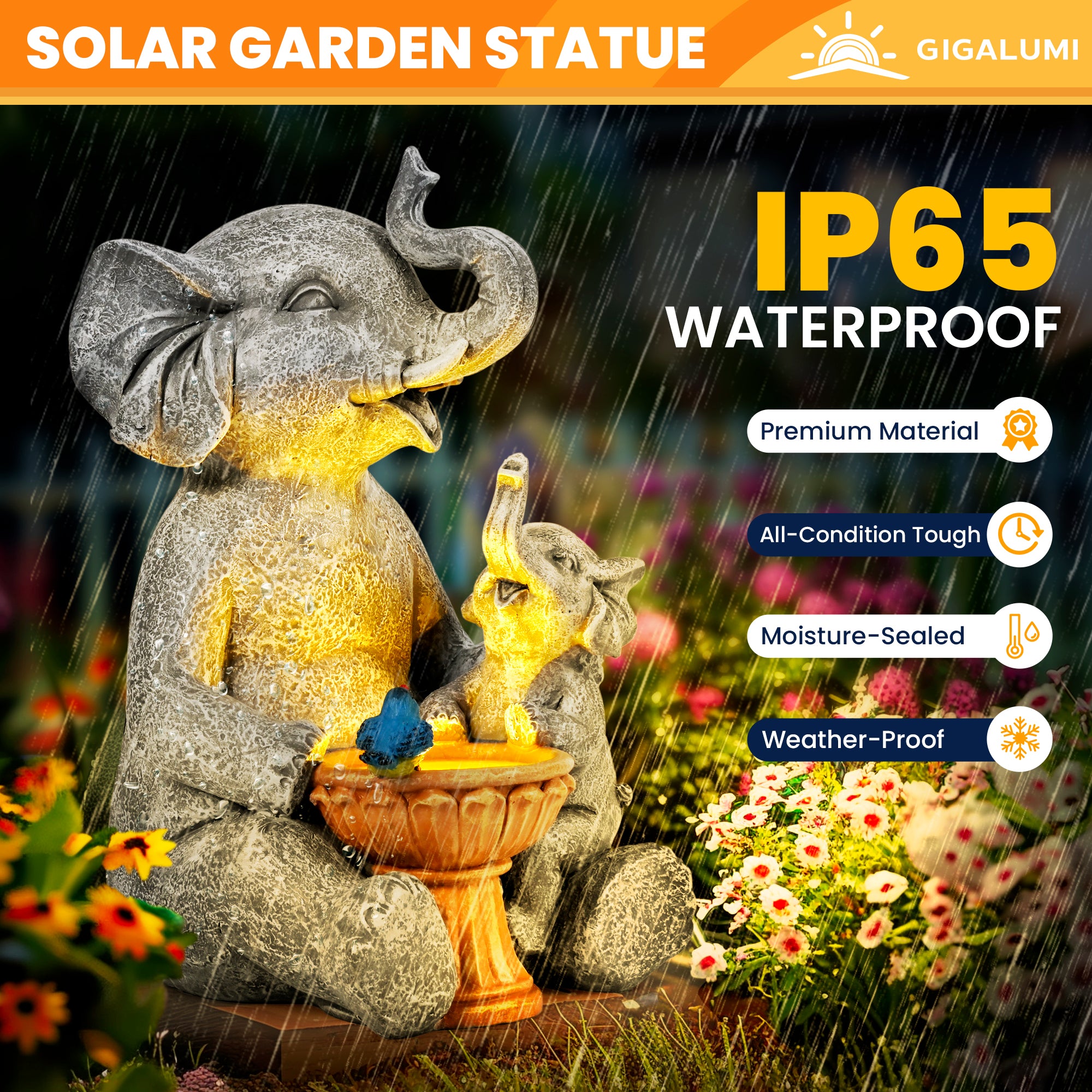 Gigalumi Solar Loving Elephant Yard Decoration (1 Pack)