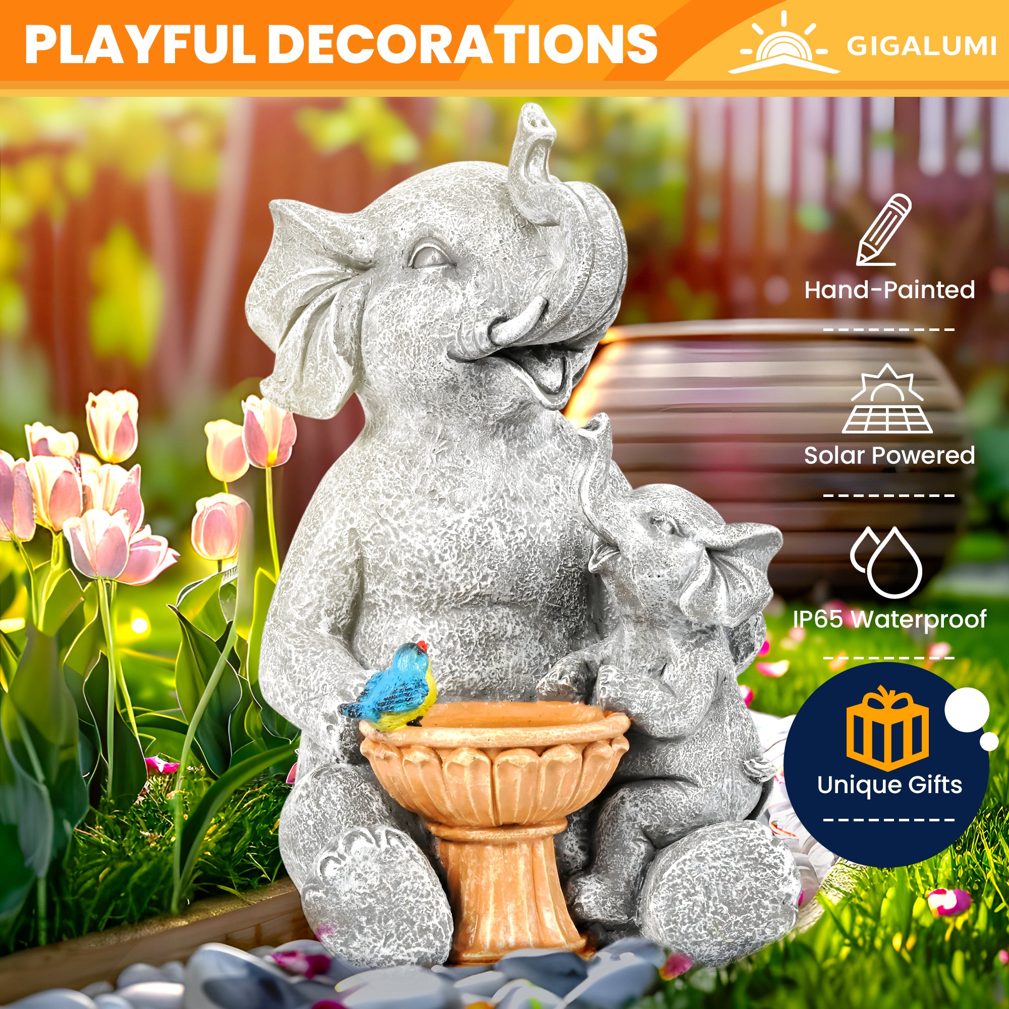 Gigalumi Solar Loving Elephant Yard Decoration (1 Pack)