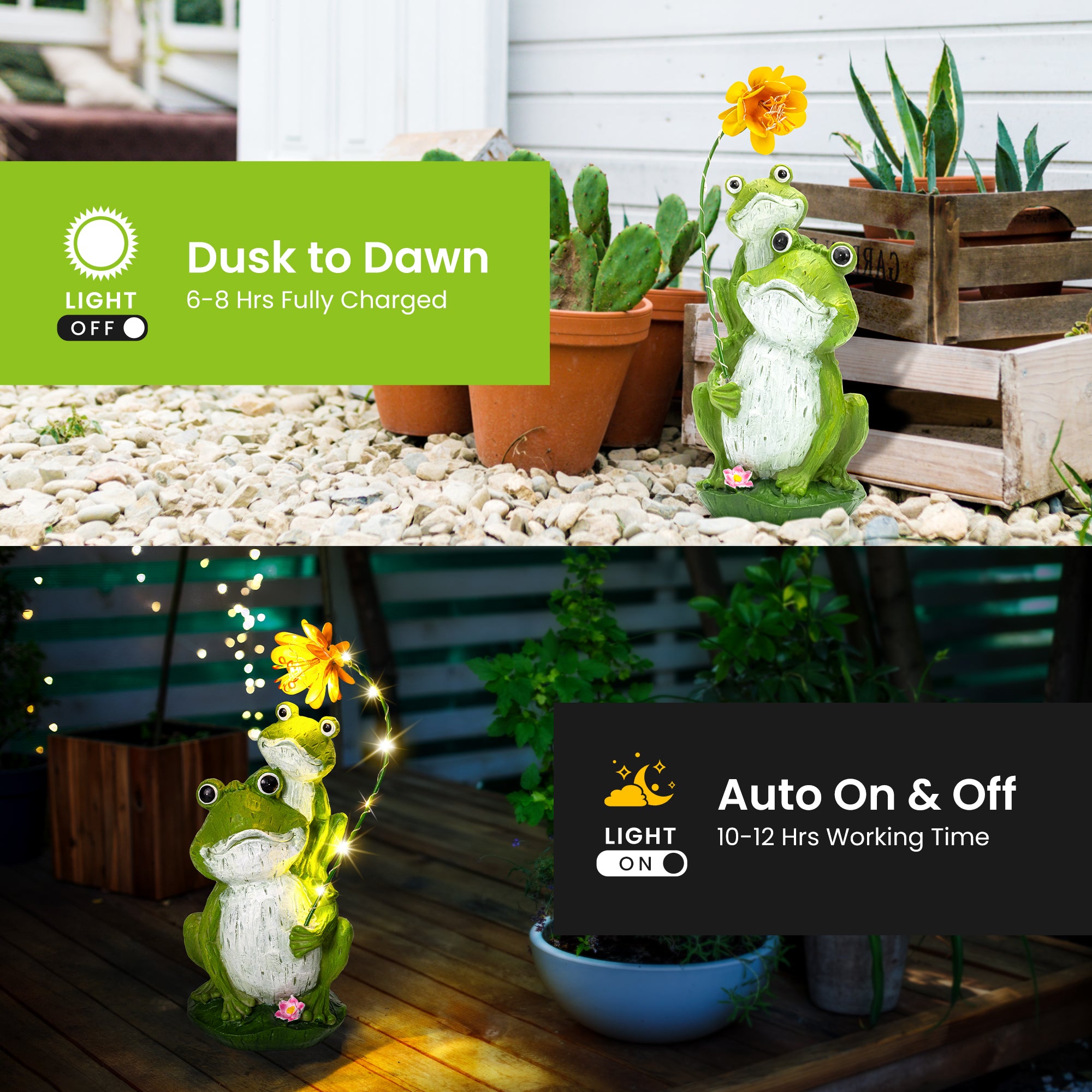 Gigalumi Solar Frog Garden Statue (1 Pack)