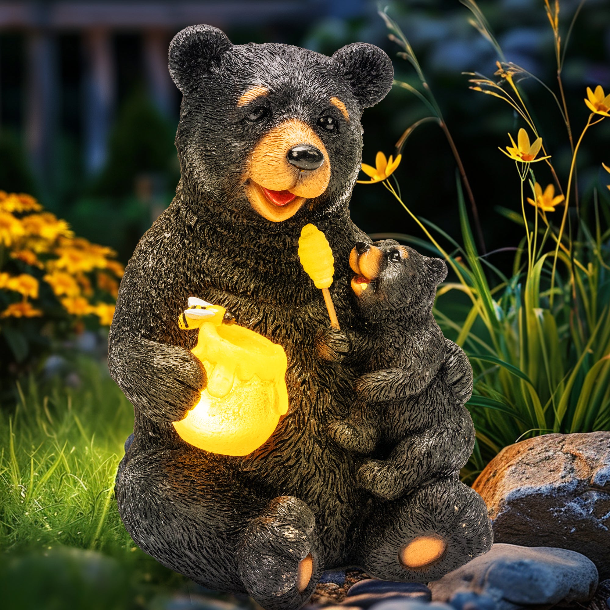 solar honey bear statue