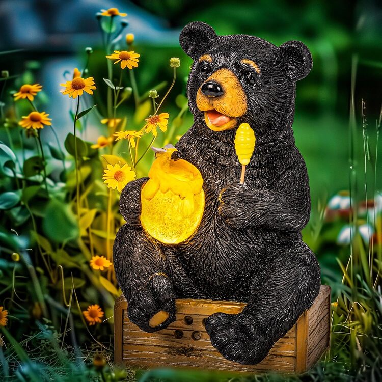 Gigalumi Solar Bear Garden Statue Decor Lights Gift for Mom, Grandma(1 Pack)