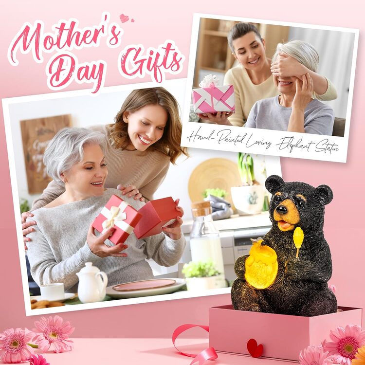 Gigalumi Solar Bear Garden Statue Decor Lights Gift for Mom, Grandma(1 Pack)