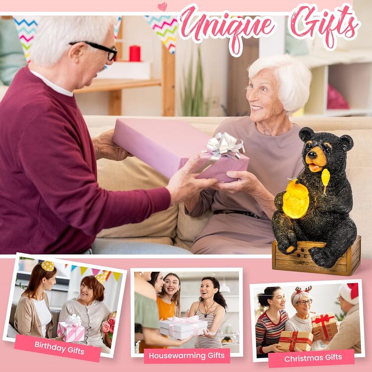 Gigalumi Solar Bear Garden Statue Decor Lights Gift for Mom, Grandma(1 Pack)