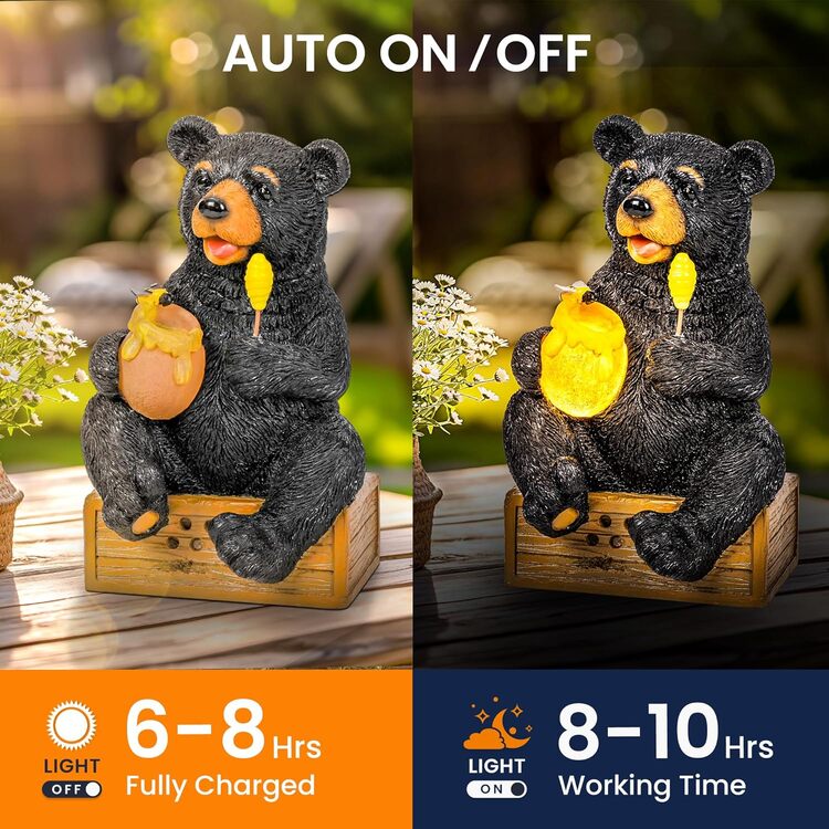 Gigalumi Solar Bear Garden Statue Decor Lights Gift for Mom, Grandma(1 Pack)