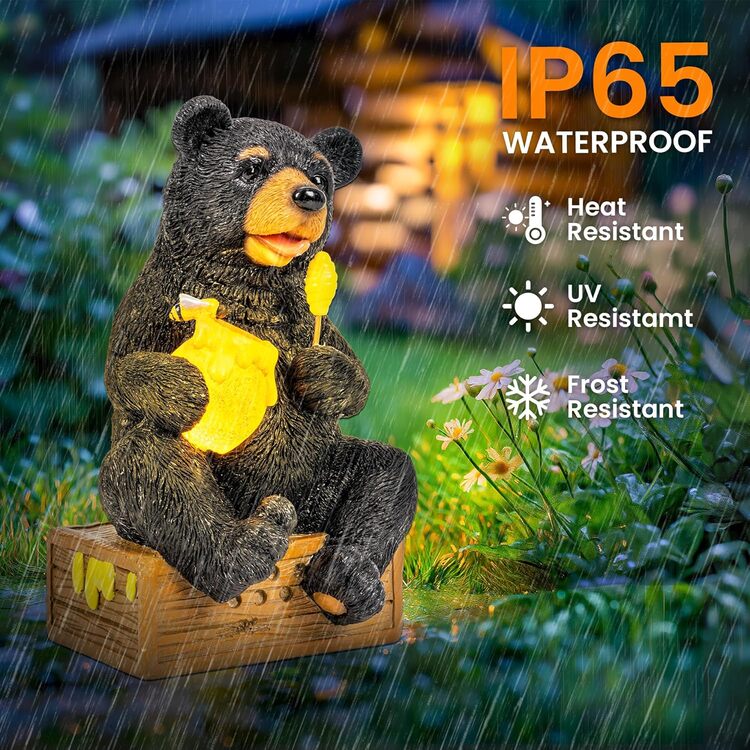 Gigalumi Solar Bear Garden Statue Decor Lights Gift for Mom, Grandma(1 Pack)