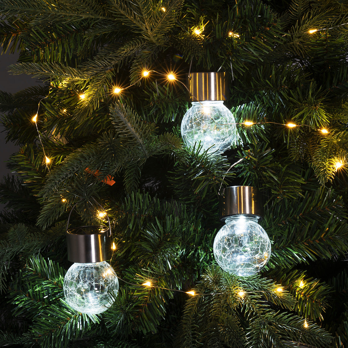 Gigalumi Solar Crackle Glass Hanging Ball Lights Set (8&12 Pack)