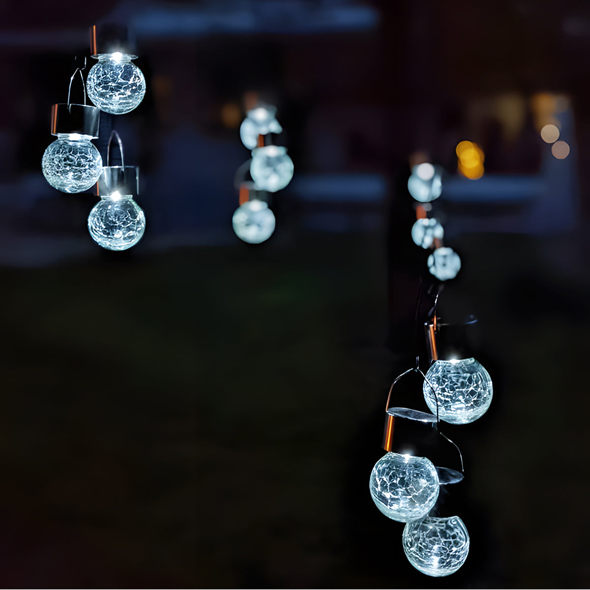 Gigalumi Solar Crackle Glass Hanging Ball Lights Set (8&12 Pack)
