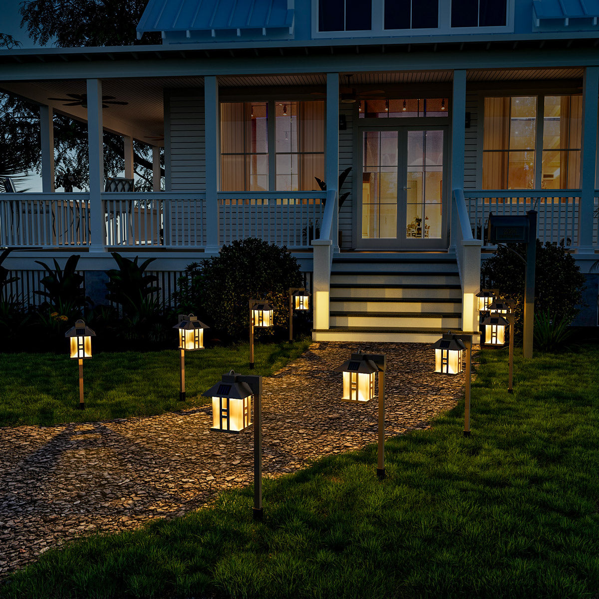 Gigalumi Solar Square Sconce Walkway Lights Set (4 Pack)