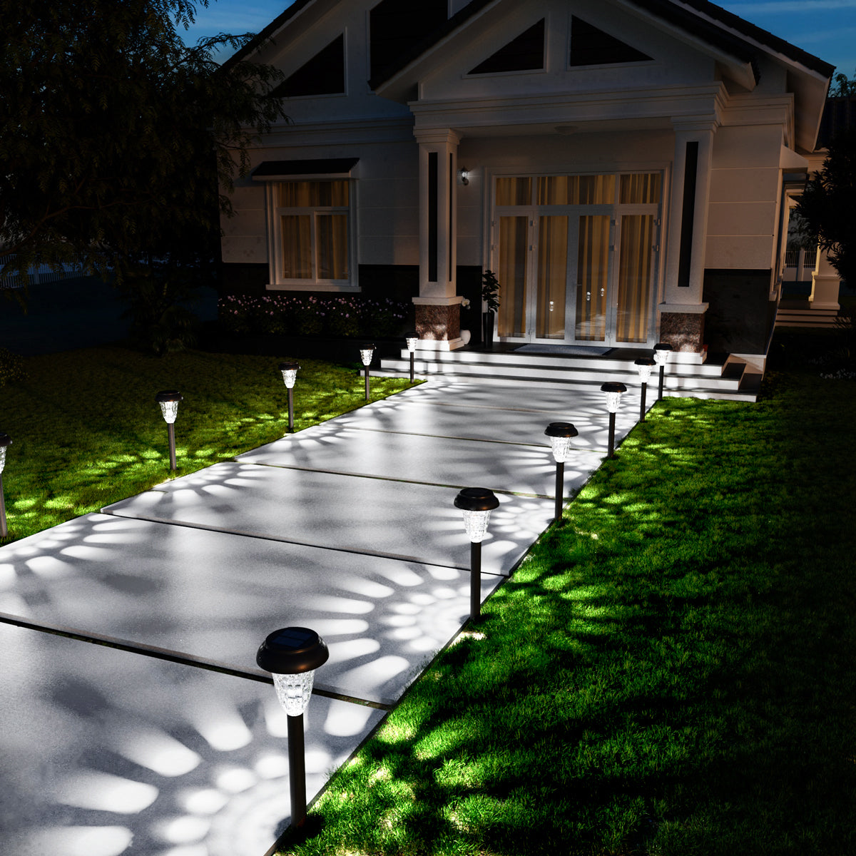 Gigalumi Hammered Solar Powered White Lights Set (12 Pack)