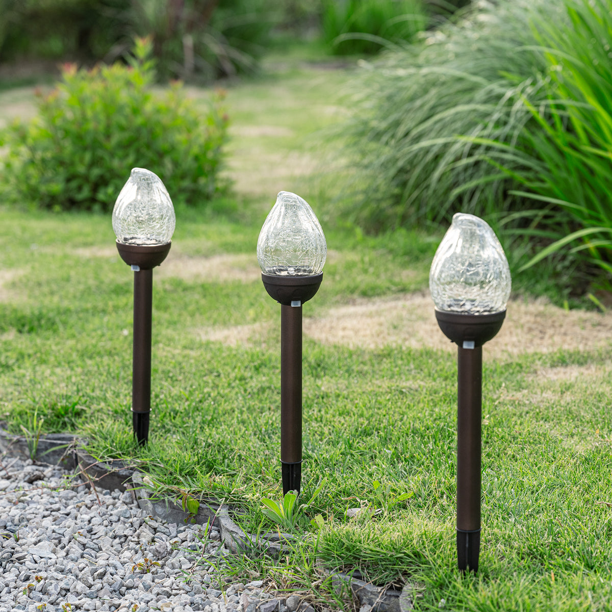 Gigalumi Colorful Solar Crackle Glass Flame Lights Set (3 Pack)