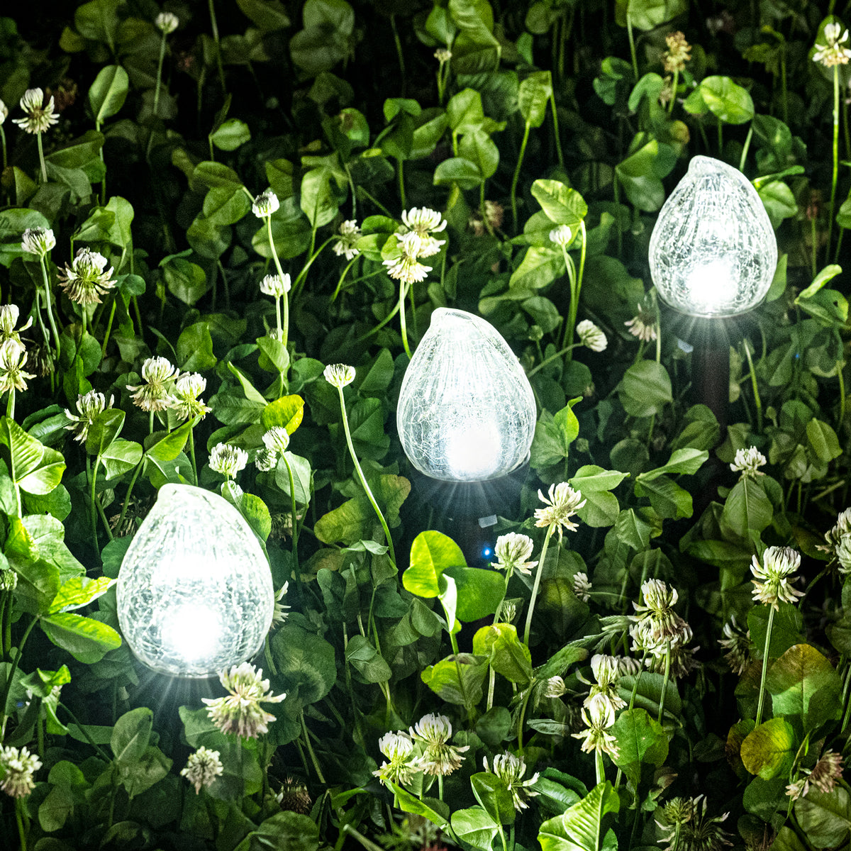 Gigalumi Colorful Solar Crackle Glass Flame Lights Set (3 Pack)