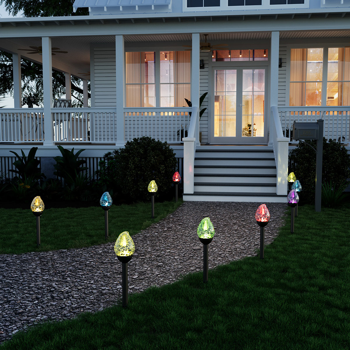 Gigalumi Colorful Solar Crackle Glass Flame Lights Set (3 Pack)
