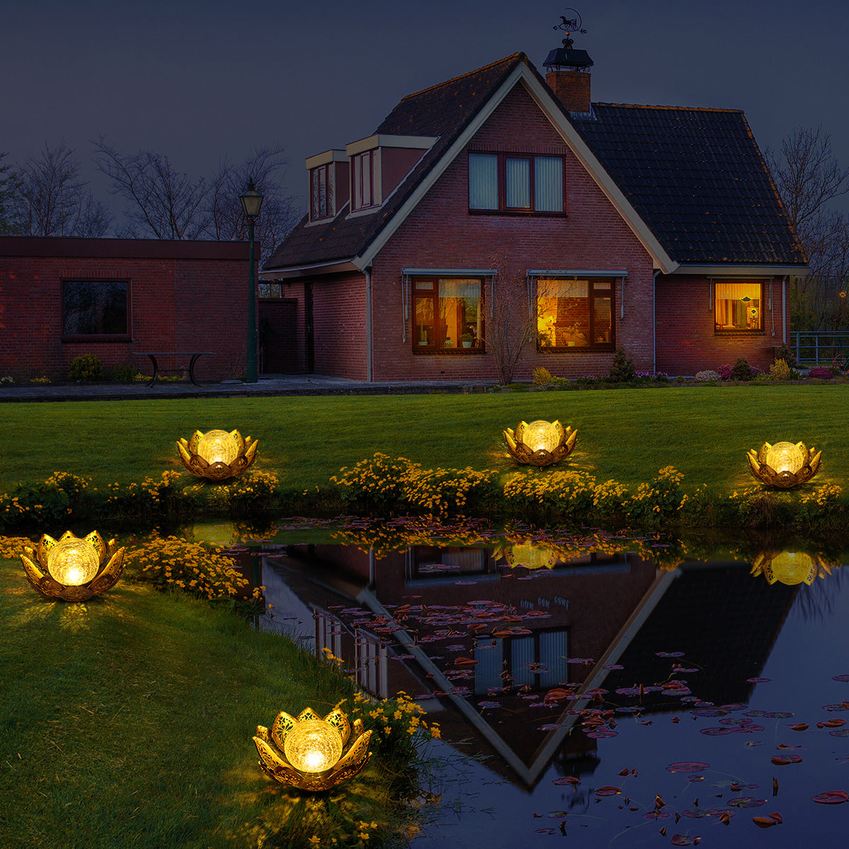 solar lotus light for home decoration