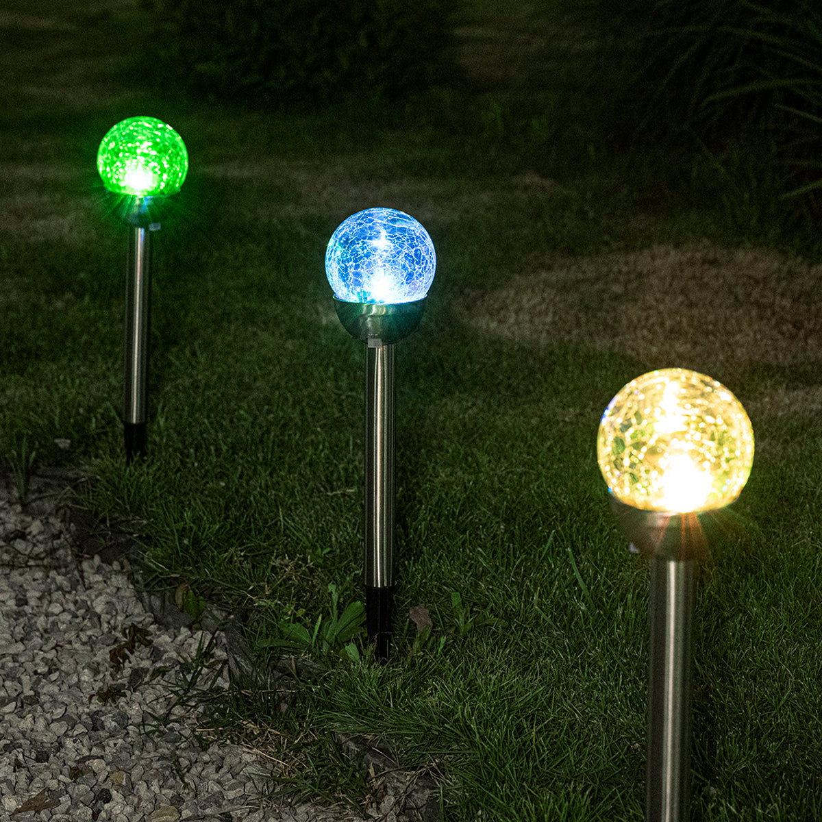 Gigalumi Colorful Solar Crackle Glass Ball Lights Set (3&6 Pack)