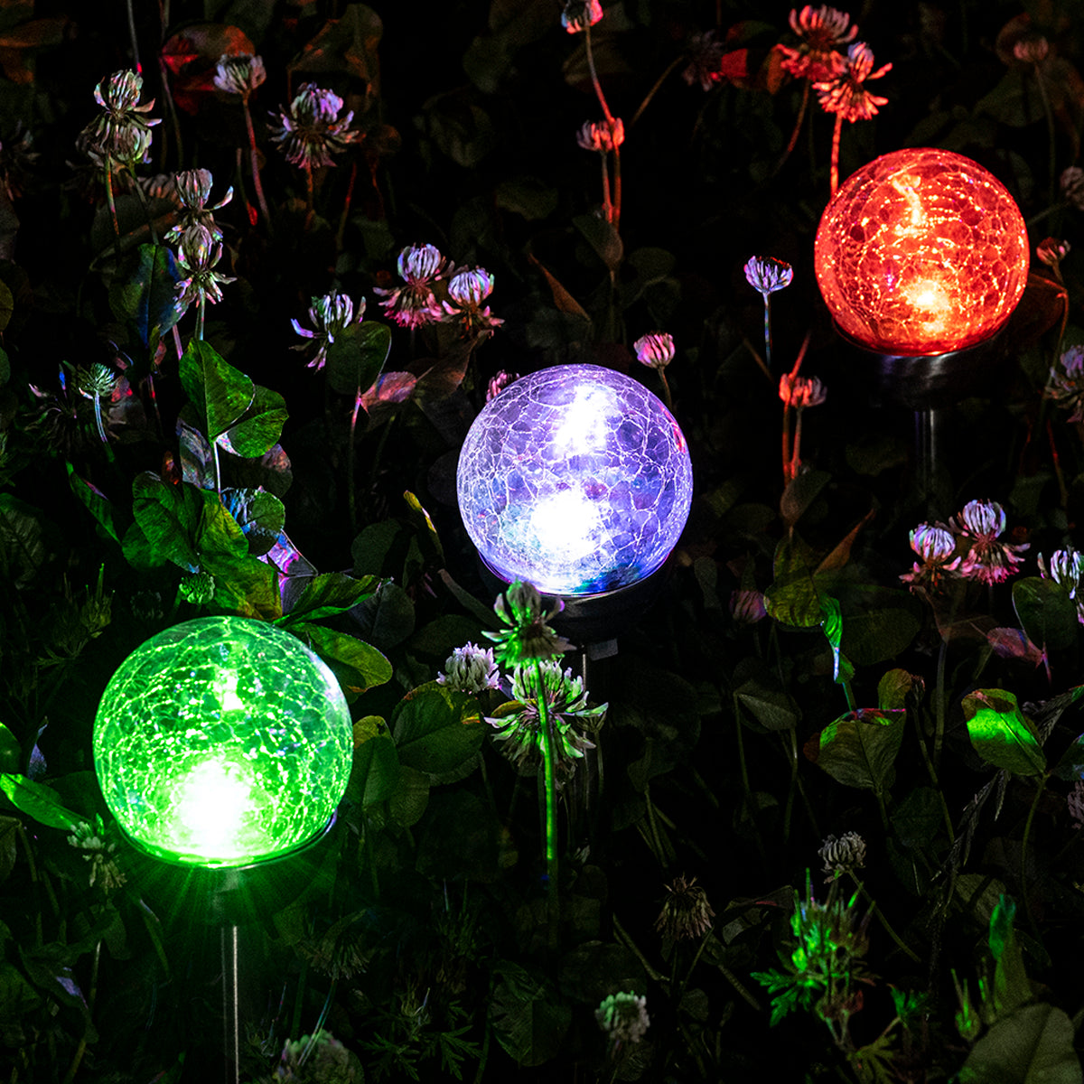 Gigalumi Colorful Solar Crackle Glass Ball Lights Set (3&6 Pack)