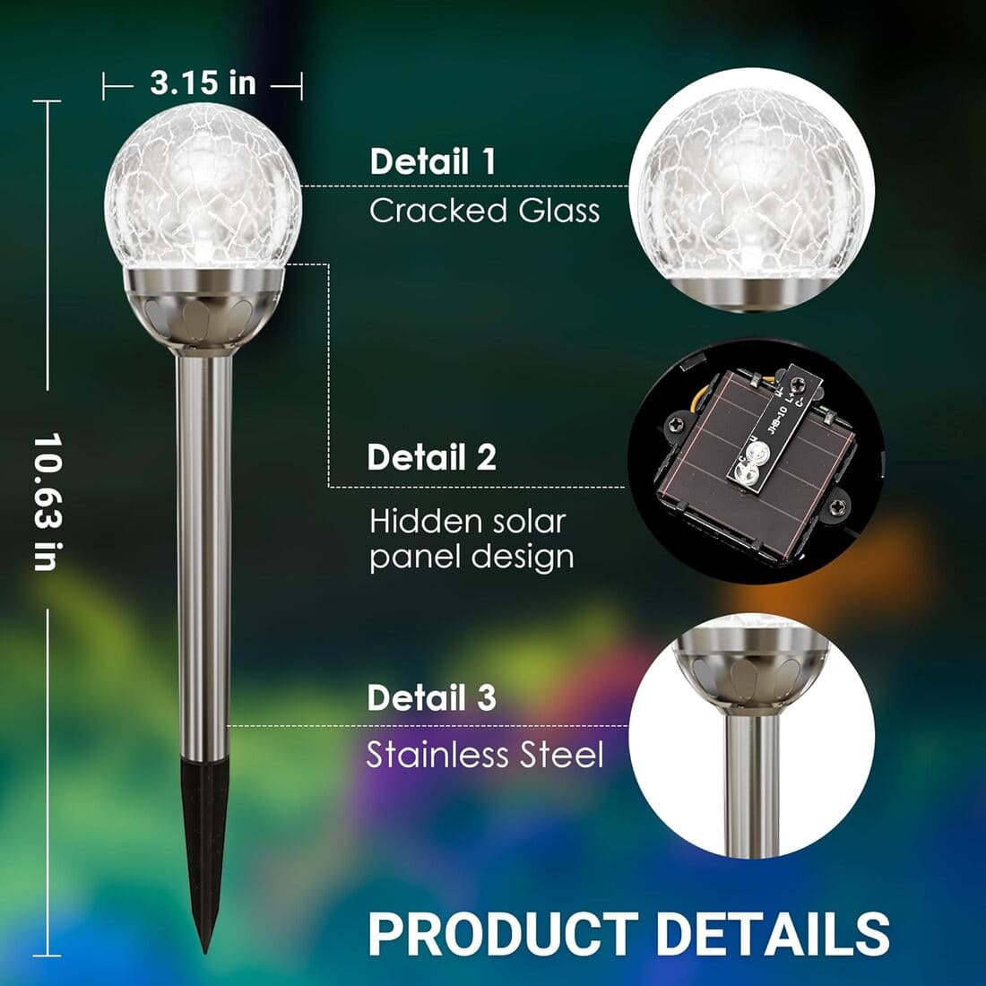 Solar Crackle Ball Short Stake Lights Set