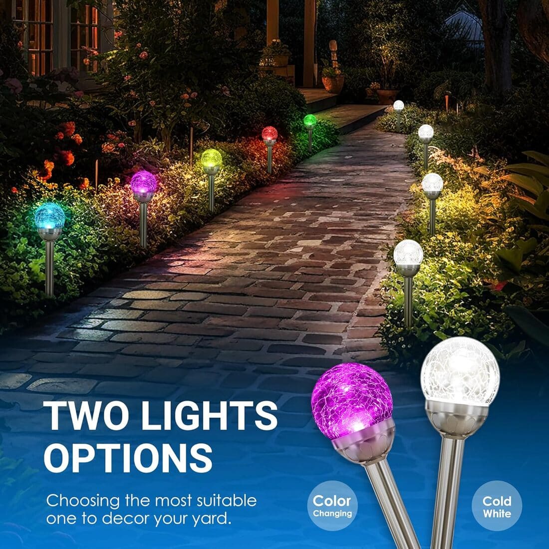 Solar Crackle Ball Short Stake Lights Set