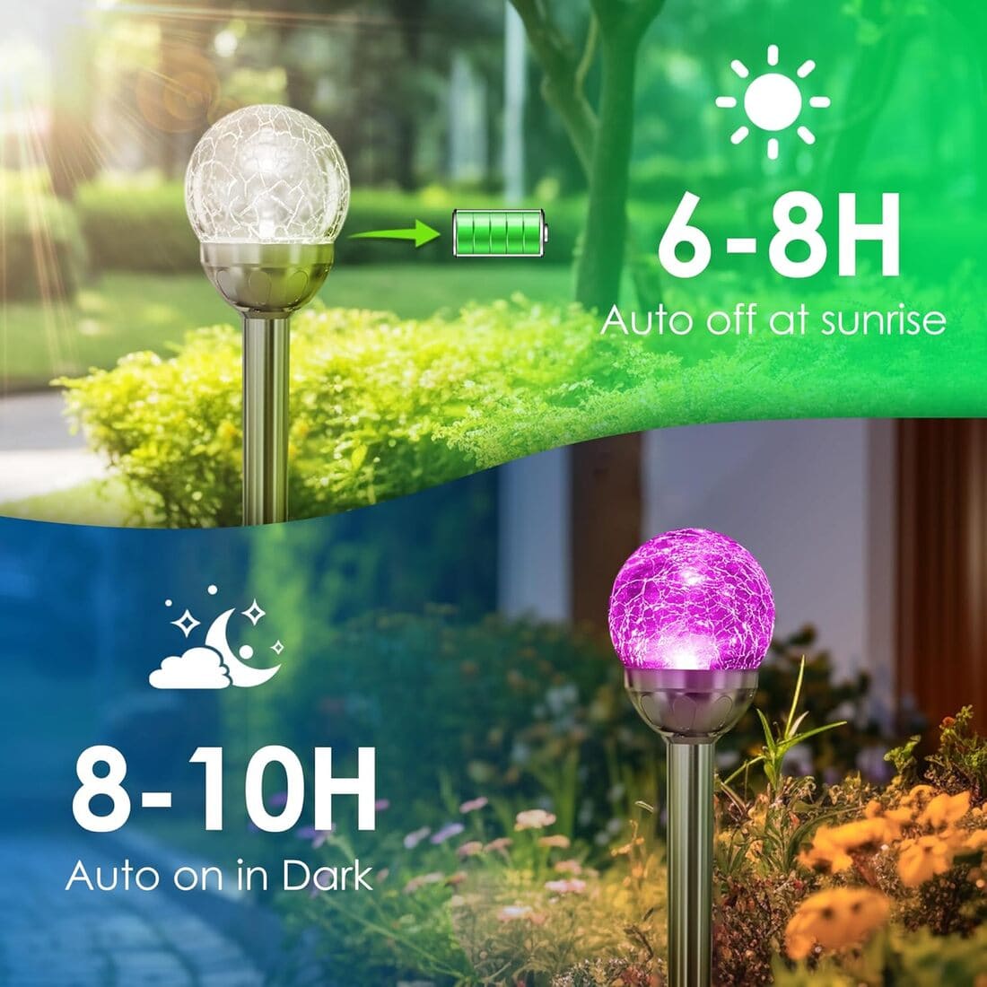 Solar Crackle Ball Short Stake Lights Set