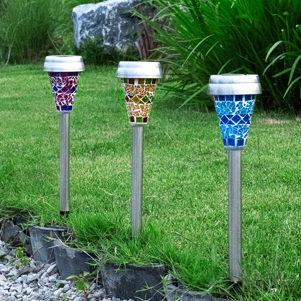 Gigalumi Solar Mosaic Yard Lights Set (3 Pack)