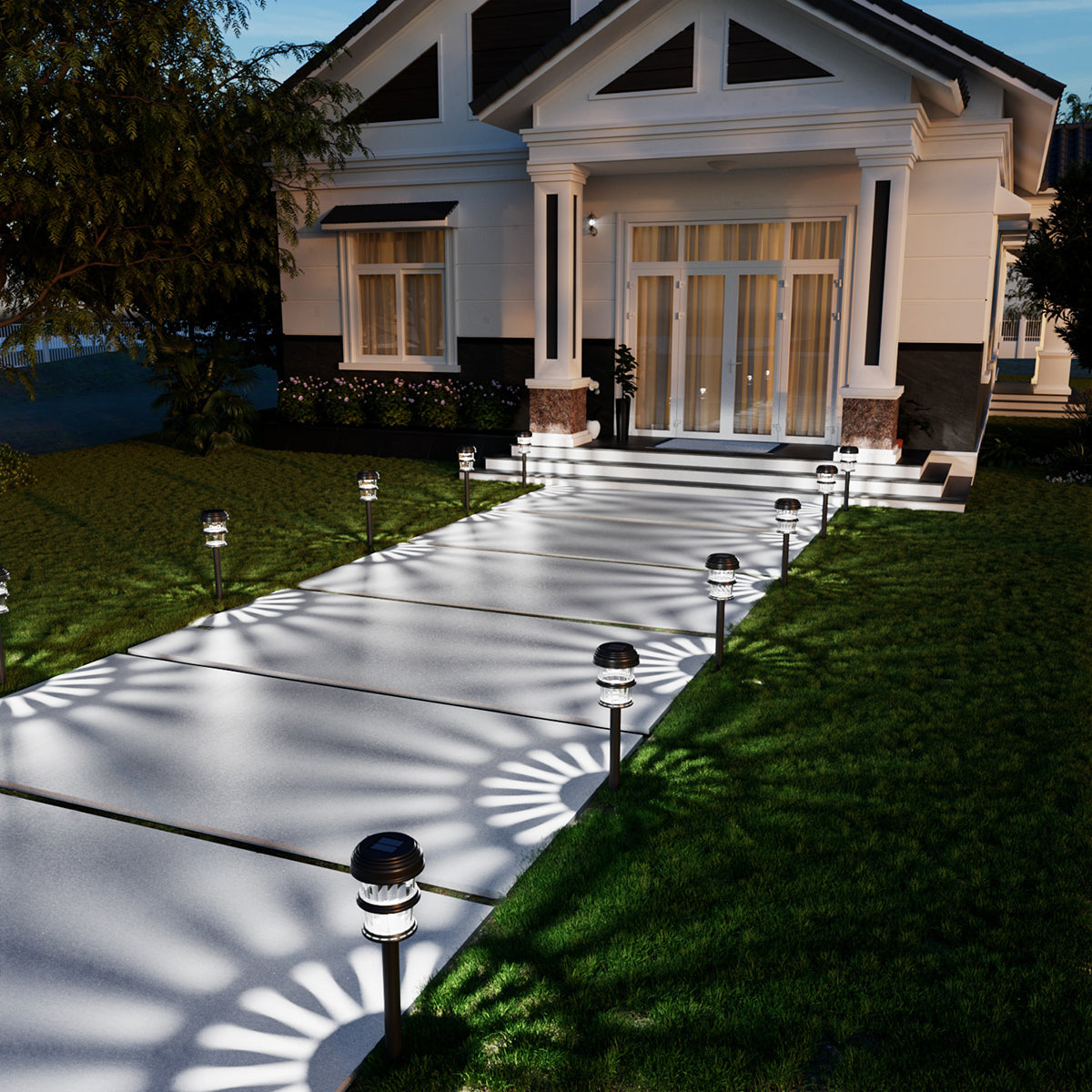 Gigalumi Tiered Solar Lawn Lights Set (12 Pack)