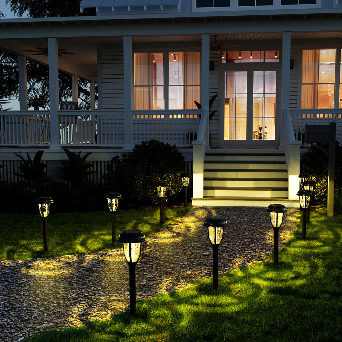 Gigalumi Fluted and Clear Solar Patio Lights Set (8 Pack)