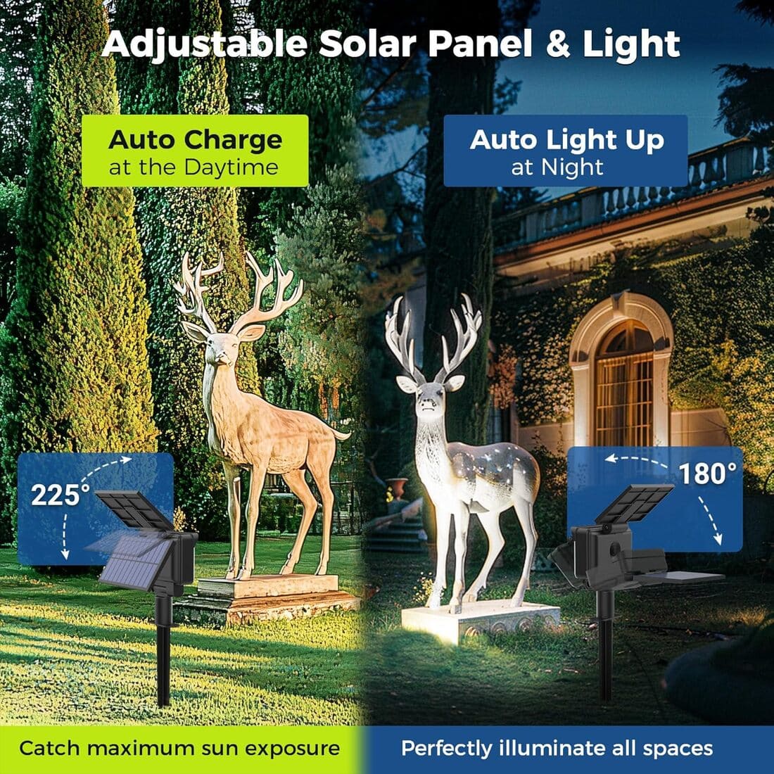 Solar Spot Lights Outdoor Waterproof for Flag, Tree, House, Garden, Yard, Landscape Spotlights for Accent Uplighting Halloween Christmas Decorations
