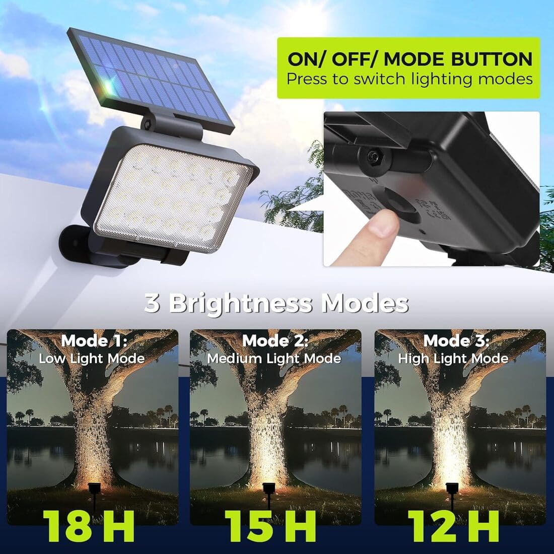 Solar Spot Lights Outdoor Waterproof for Flag, Tree, House, Garden, Yard, Landscape Spotlights for Accent Uplighting Halloween Christmas Decorations