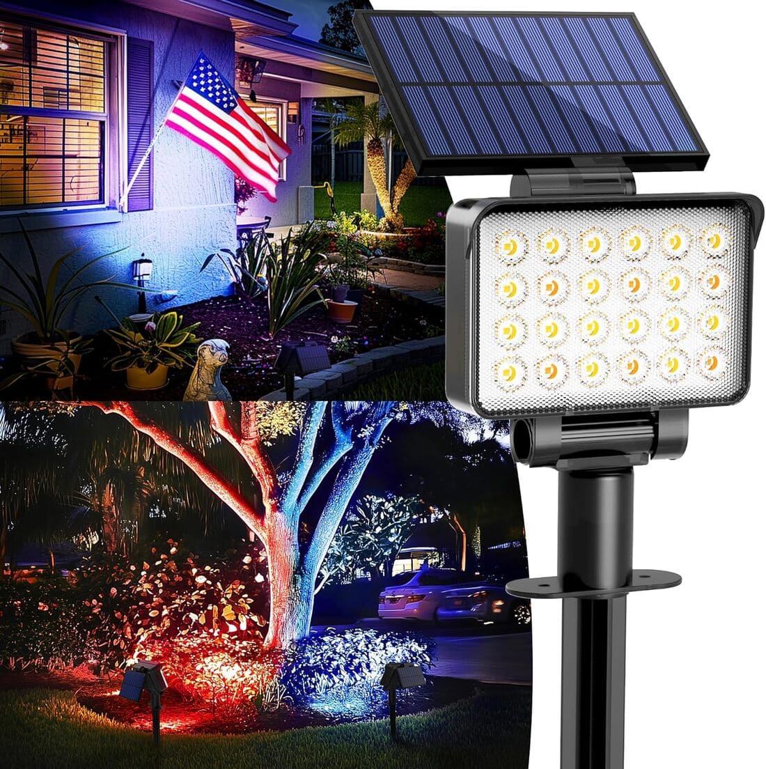 Solar Spot Lights Outdoor Waterproof for Flag, Tree, House, Garden, Yard, Landscape Spotlights for Accent Uplighting Halloween Christmas Decorations