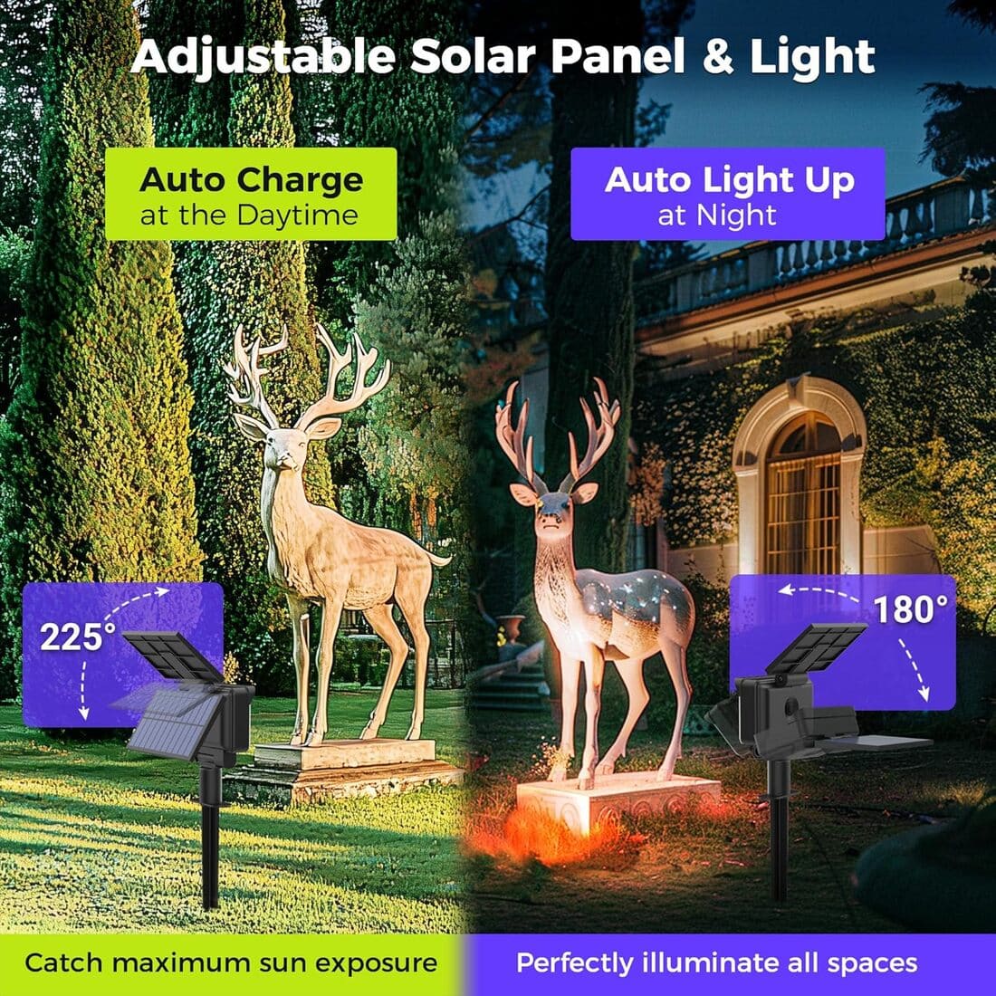 Solar Spot Lights Outdoor Waterproof for Flag, Tree, House, Garden, Yard, Landscape Spotlights for Accent Uplighting Halloween Christmas Decorations