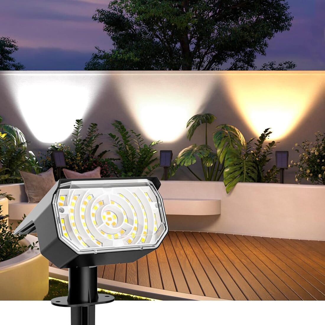 Solar Spot Lights Outdoor Waterproof IP67, 6 Lighting Modes 60 LED, Landscape Spotlights for Tree Yard Garden House Driveway Pathway(2 Pack)