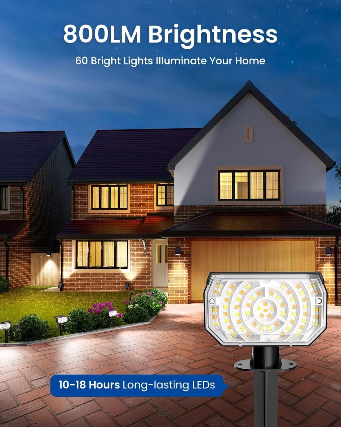 Solar Spot Lights Outdoor Waterproof IP67, 6 Lighting Modes 60 LED, Landscape Spotlights for Tree Yard Garden House Driveway Pathway(2 Pack)
