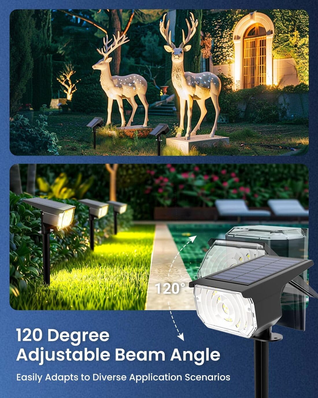 Solar Spot Lights Outdoor Waterproof IP67, 6 Lighting Modes 60 LED, Landscape Spotlights for Tree Yard Garden House Driveway Pathway(2 Pack)
