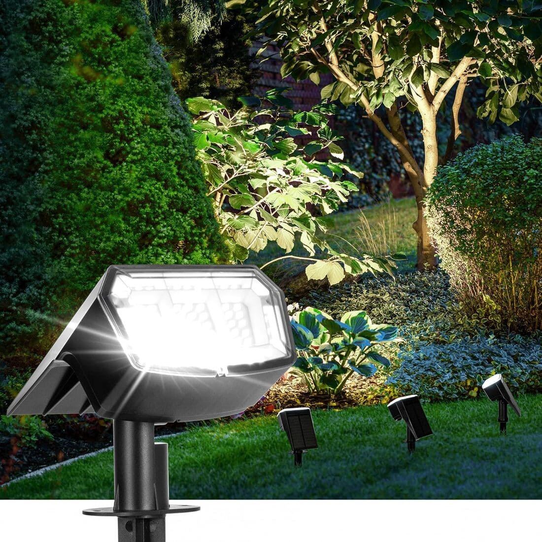 Solar Spot Lights Outdoor, 9 Lighting Modes Solar Lights Outdoor Waterproof IP65, 63 LED Landscape Spotlights for Holiday Decorations