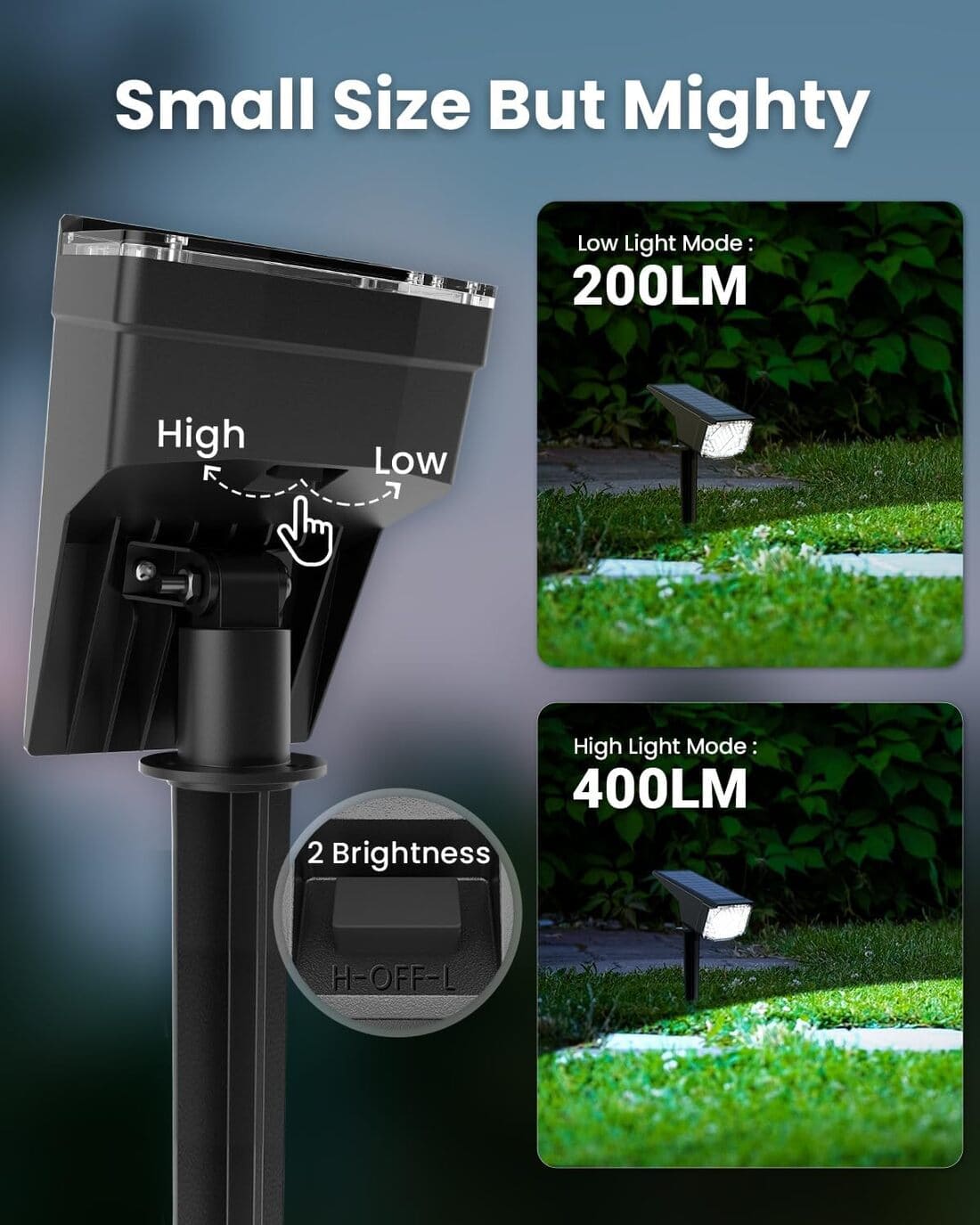 Solar Spot Lights Outdoor, Solar Lights Outdoor Waterproof IP65, Compact Design, Landscape Spotlights for Garden Tree Yard House Pathway Decorations, 6 Pack, Cool White