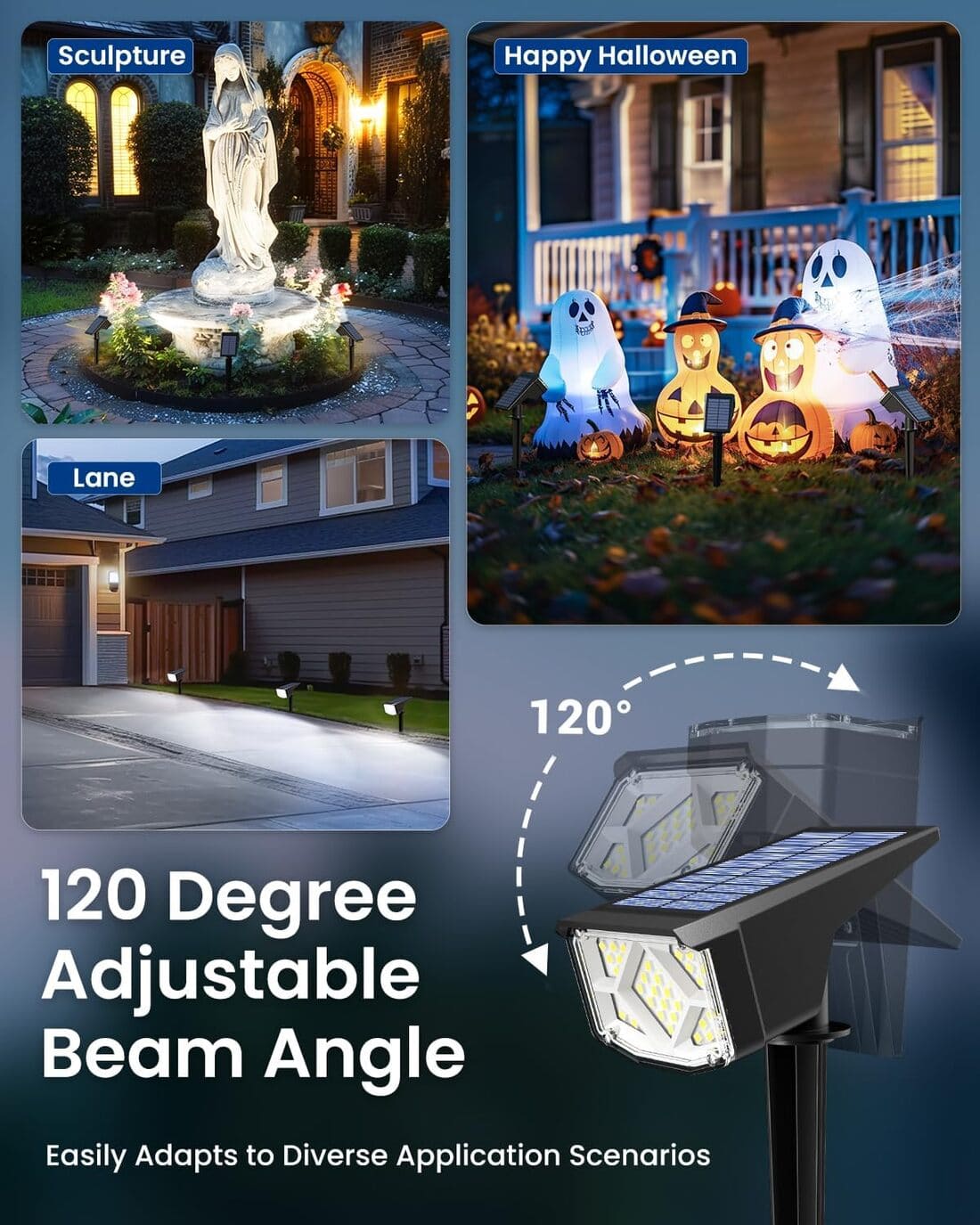 Solar Spot Lights Outdoor, Solar Lights Outdoor Waterproof IP65, Compact Design, Landscape Spotlights for Garden Tree Yard House Pathway Decorations, 6 Pack, Cool White
