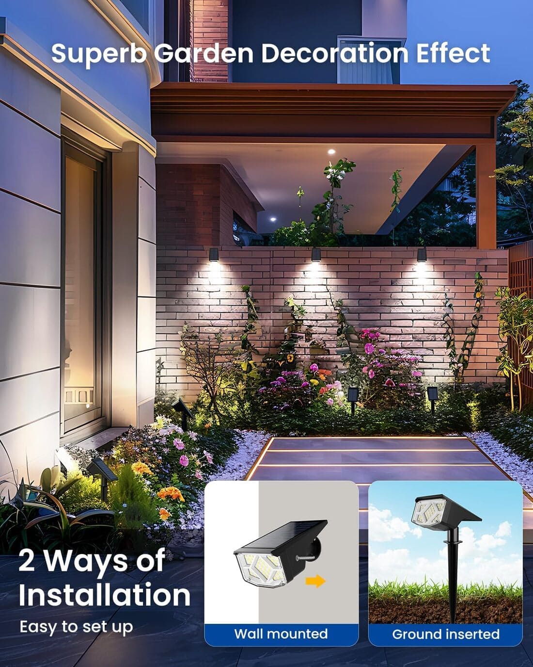 Solar Spot Lights Outdoor, Solar Lights Outdoor Waterproof IP65, Compact Design, Landscape Spotlights for Garden Tree Yard House Pathway Decorations, 6 Pack, Cool White