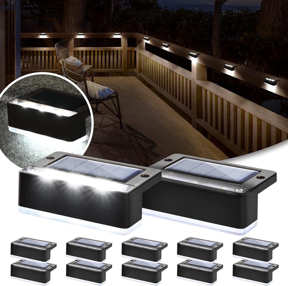 Horizontal Updated Black Solar Deck Lights Set