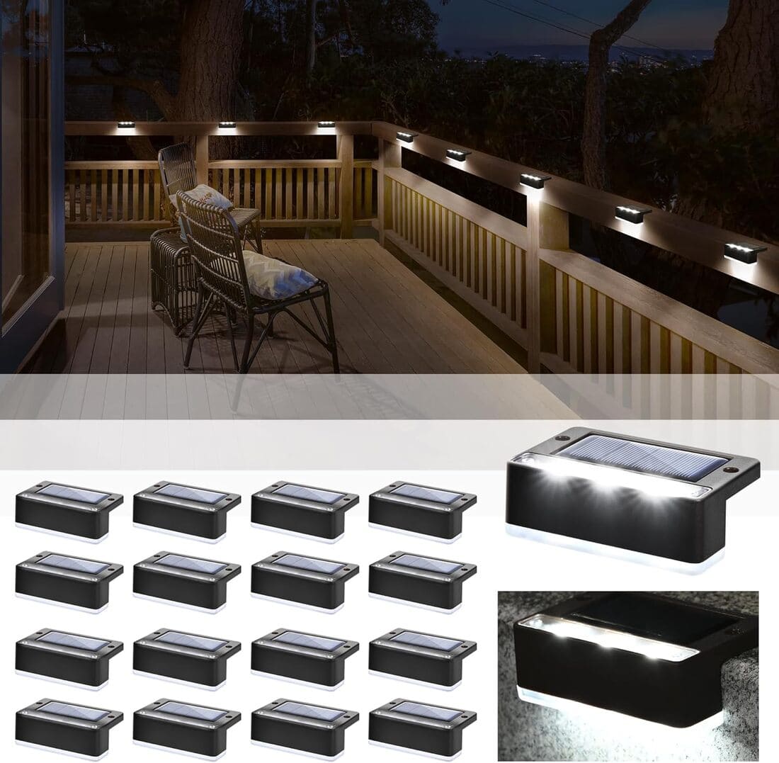 Horizontal Updated Black Solar Deck Lights Set