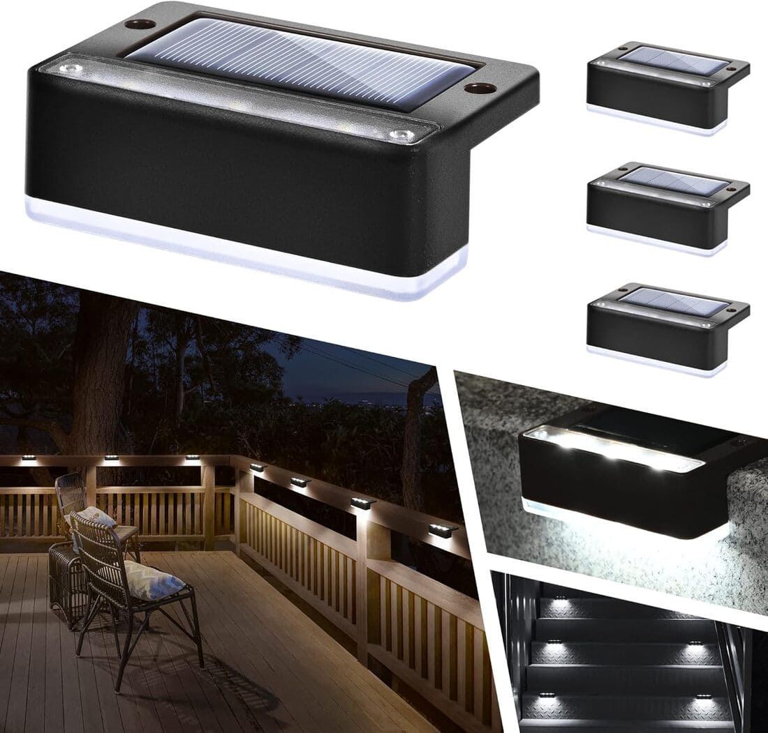 Horizontal Updated Black Solar Deck Lights Set