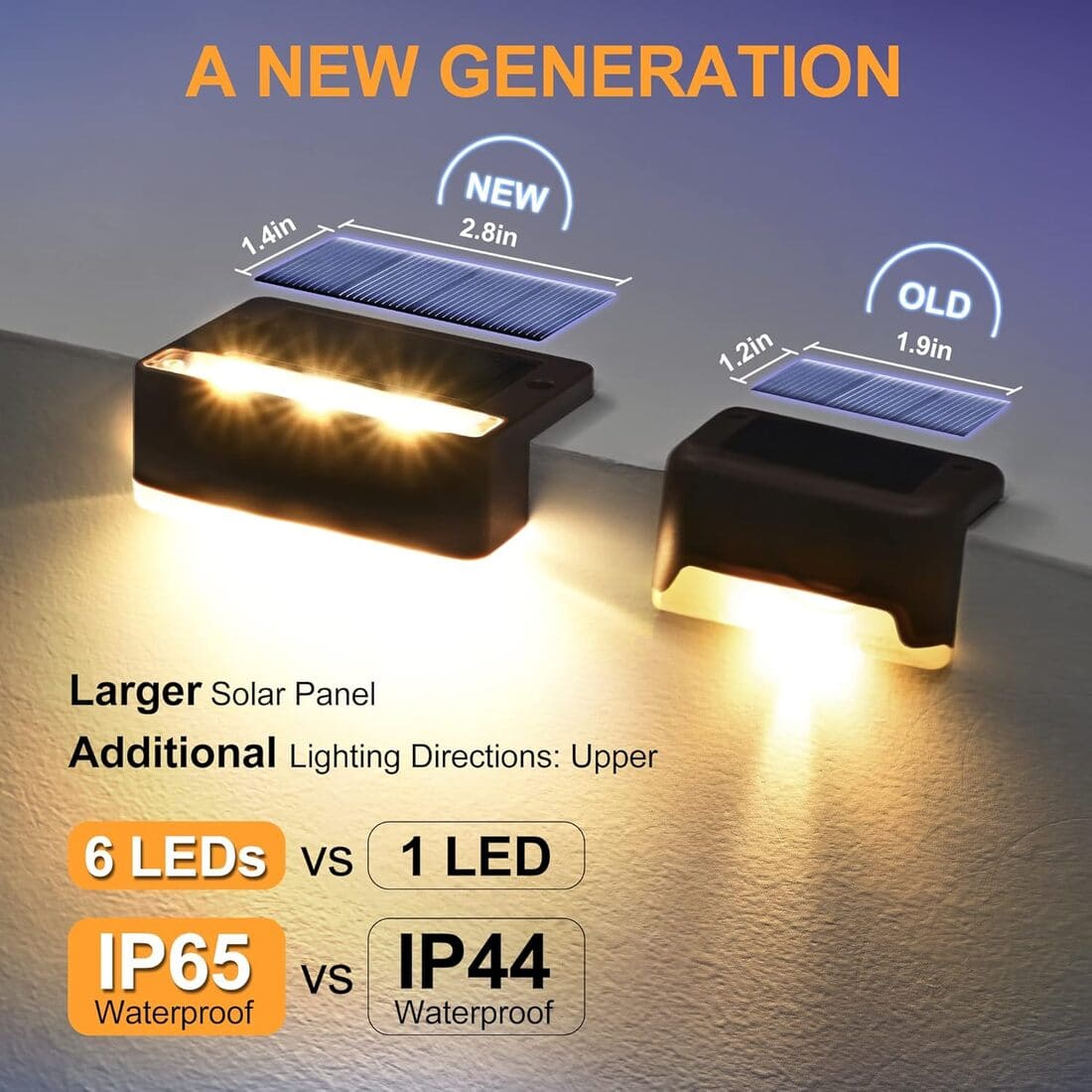 Horizontal Updated Brown Solar Deck Lights Set
