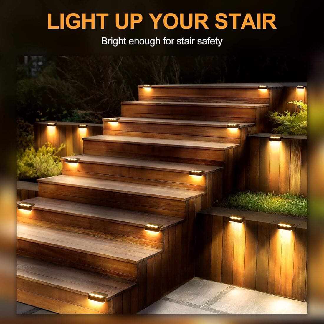 Horizontal Updated Brown Solar Deck Lights Set