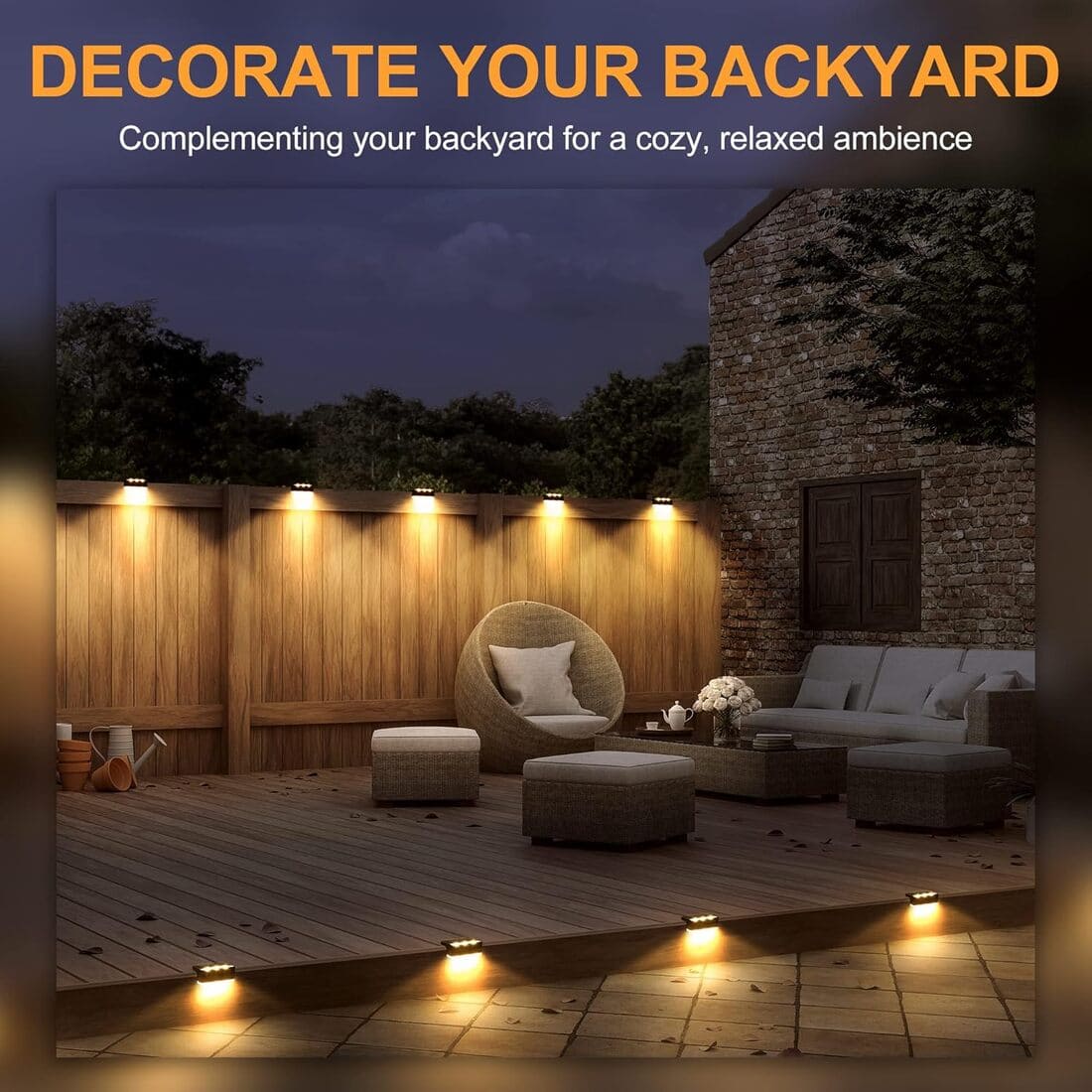 Horizontal Updated Brown Solar Deck Lights Set